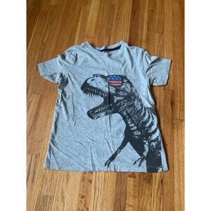 Old Navy Kids T-Rex Graphic T-Shirt Size M (8) Gray Cotton/Polyester
